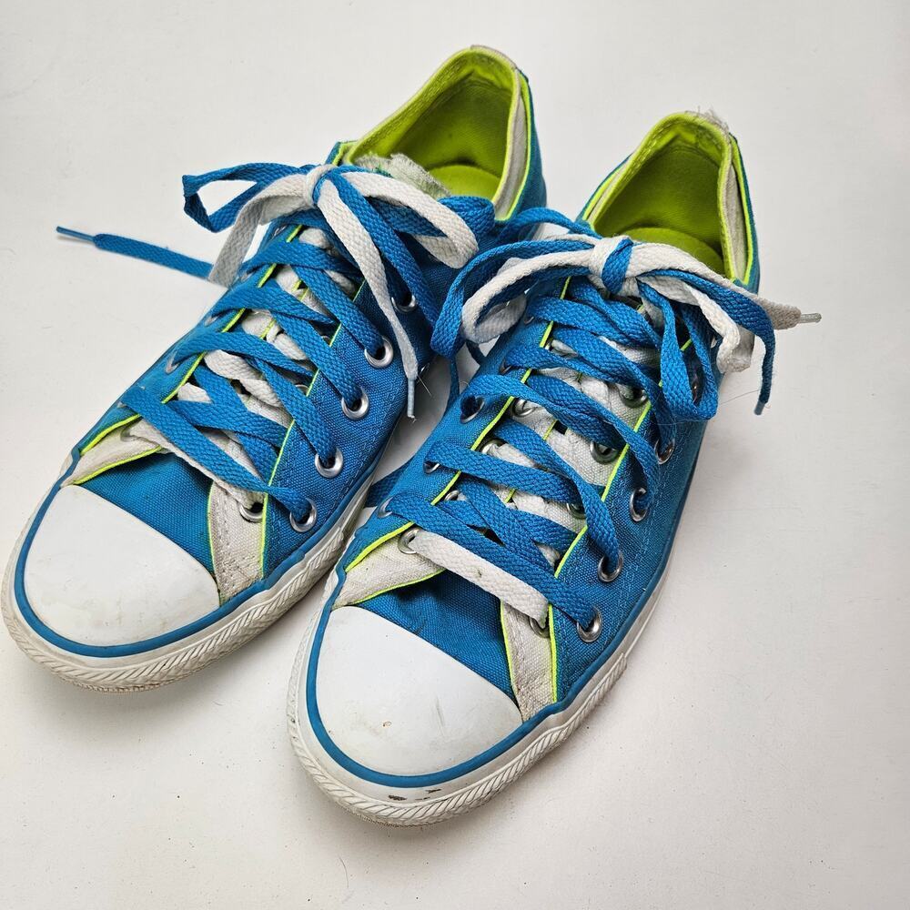 Converse Double Low Top Sneaker W9 M7 Teal White Lime Green
